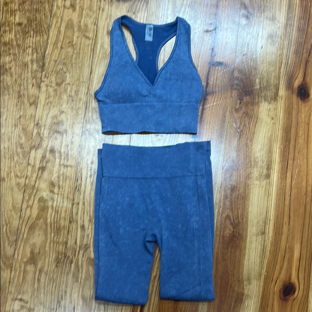 Shop Tallulah Size S Ribbed Sports Bra and Leggings Set  Purple